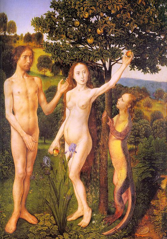 Hugo van der Goes The Fall : Adam and Eve Tempted by the Snake Sweden oil painting art